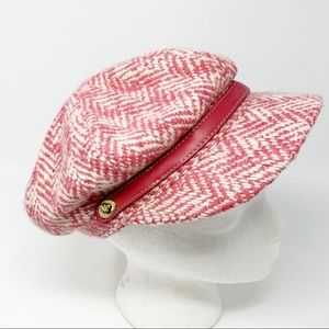 COACH Brimmed Leather Trimmed Beret Hat